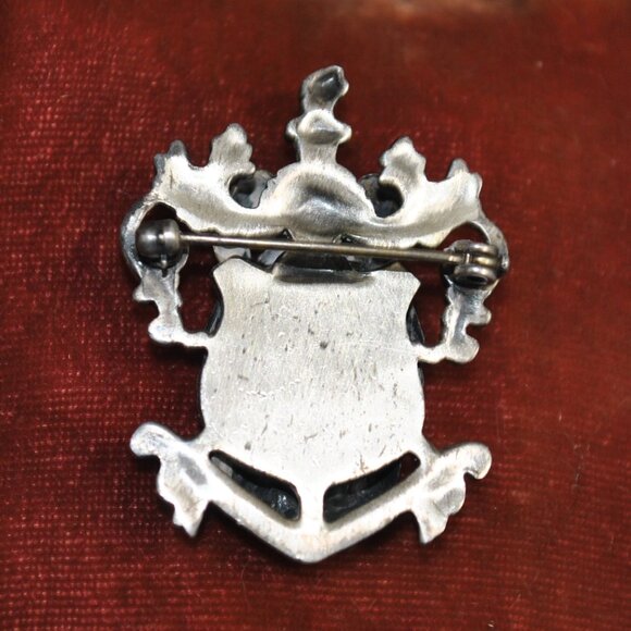Vintage Silver-tone Filigree Heraldic Brooch - Picture 5 of 8